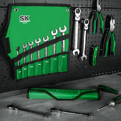 SK Flex Head Ratcheting Wrench Set, SAE 3/8"-3/4", Metric 10-19mm, 14-Piece