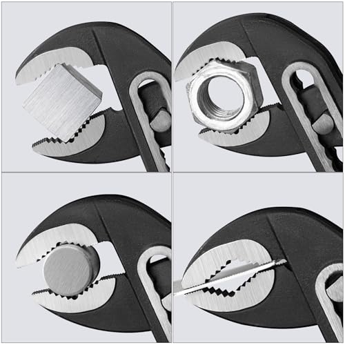 HAUTMEC 3PCS Water Pump Pliers Set, Fast Adjustable Tongue and Groove Joint Pliers Tool Set, Self-Locking Groove, CRV Steel V-Jaw & Comfort Grip, Wider Opening & 7 Positions, 7/10/12 Inch for Plumbing - style: HT0323
