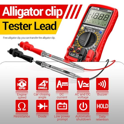 ANENG SZ26 Digital Multimeter, Engine Analyzer, 500-10000 RPM Tachometer - color: Red