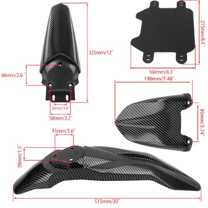 Front Rear Fender Kit Mudguard Number Plate Compatible with Talaria Sting MX3 MX4 MX5 Electric Dirt Pit Bike Motorcycle-Carbon Fiber - color: Fender Set, size: Carbon Fiber