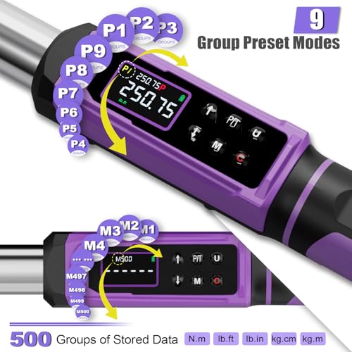 ANPUDS 1/2" Digital Torque Wrench, ±1% Accuracy, 3.76-250.75 Ft-lb - size: 3.76-250.75 Ft-lb