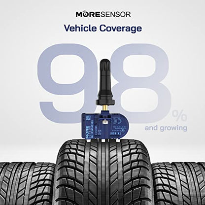 MORESENSOR Compact PRO Series Dual Frequency Universal Programmable TPMS Tire Pressure Sensor 10-Pack | 315 + 433 MHz | Snap-in Rubber Valve | TX-K002-BL-10