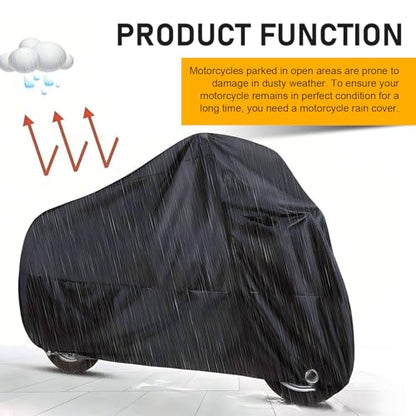 Motorcycle Covers, Waterproof and Sunproof Outdoors Motorbike Cover with Lock-Holes, All Weather Protection Vehicle Accessories, Fits Up to 96.5" Motorcycles, Electric Vehicle (Black)