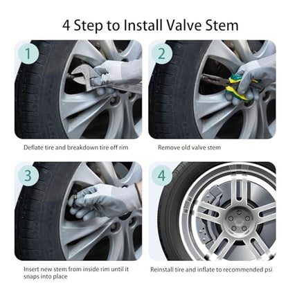 5Pcs TR412 Tire Valve Stems, Black Rubber Snap-in Valve Stem