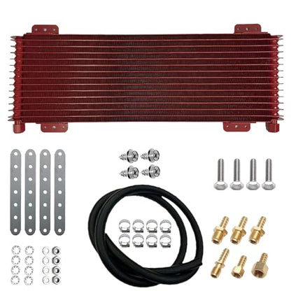 Low Pressure Drop Transmission Oil Cooler 40k Transmission Oil Cool Compatible For Heavy Duty 40,000 GVW Max Low Mounting Hardware Towing Applications and Advanced Cooling Protection LPD47391 - size: Red