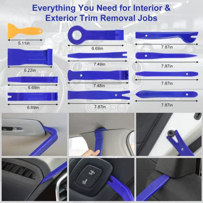 Trim Removal Tool Kit 250Pcs Car Removal Tool Kit Pry Tool Set Auto Clip Pliers Panel Door Radio Dash Window Bumper Adhesive Cable Clips Retainer Clip Set Terminal Removal Tool Set Fastener Remover - color: Blue