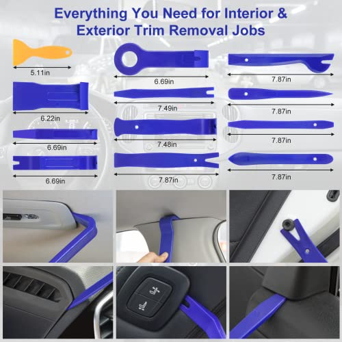 Trim Removal Tool Kit 250Pcs Car Removal Tool Kit Pry Tool Set Auto Clip Pliers Panel Door Radio Dash Window Bumper Adhesive Cable Clips Retainer Clip Set Terminal Removal Tool Set Fastener Remover - color: Blue