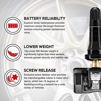 Autel TPMS Sensors 10pcs Pack Rubber Stem 315/433MHz TPMS Sensor Universal Tire Sensor Programmed by Autel TPMS Tool TS900 TS401 TS408 TS508 TS9601 TS608 MK808TS MX808TS MS906TS ITS600 - size: 10pcs 1-Sensor R