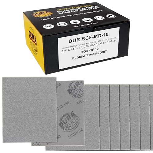 Dura-Gold Medium Cut Sanding Sponges 5.5" x 4.5", 120 to 180 Grit Box of 10 - style: Medium
