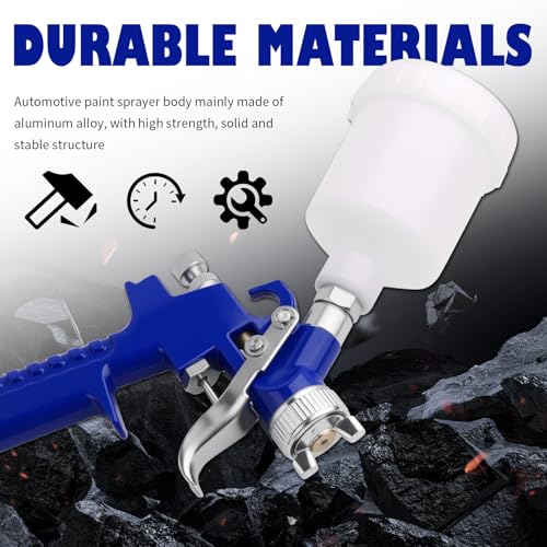 HVLP Spray Gun with 0.8mm Nozzle,Mini Gravity Feed Spray Paint Gun with Adjustable Valve,125cc Paint Cup,Professional Mini Paints Sprayer for Car Paints,Primer,Wall Painting