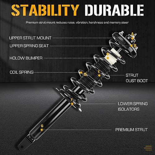 Rear Complete Strut Assembly Shock Absorber Fit for Honda Accord 2008 2009 2010 2011 2012 with Coil Spring, 172563, 2PCS