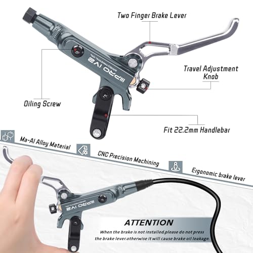 BUCKLOS IIIPRO IV2 2-Piston Aluminum Alloy MTB Hydraulic Disc Brake Set - color: Sliver