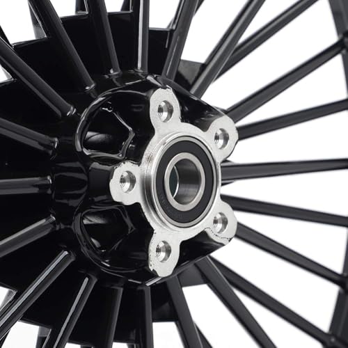 TOFR 21x2.15 18x3.5 Fat Spoke Black Wheels For Harley Dyna FXD FXDB 00-05 - color: Gloss Black, size: Front:21x2.15 Rear:18x3.5
