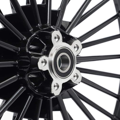 TOFR 21x2.15 18x3.5 Fat Spoke Black Wheels For Harley Dyna FXD FXDB 00-05 - color: Gloss Black, size: Front:21x2.15 Rear:18x3.5