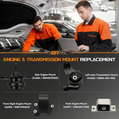 Engine Motor Mount & Transmission Mount Set Compatible with Honda CR-V 2002-2006 2.4L (Automatic Transmission) Replace# A4504 A4506 A6596 A6597