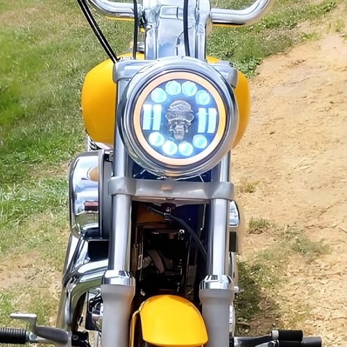 Motorcycle 7" Headlight Housing 7 Inch Head Lamp Bucket Fit for Harley Dyna Softail FX Custom Sportster XL (Chrome) - color: Chrome