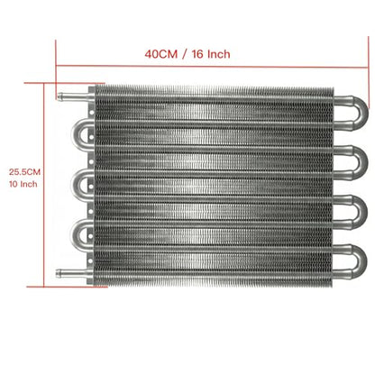 Universal 8 Row 8 Pass Aluminum Transmission Oil Cooler Kit 16"(40cm) x 10"(25.5cm) Tube & Fin Engine Cooler with 5/16" Hose Black/Silver For Racing Cars (Silver) - color: Silver