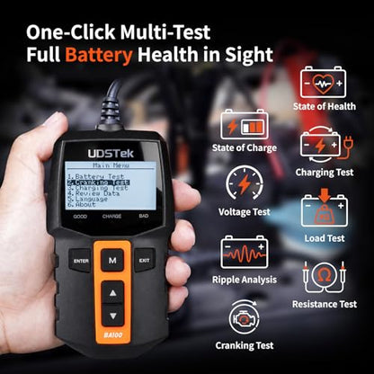 Car Battery Tester 12V BA100, 100-2000 CCA Automotive Battery Load Tester
