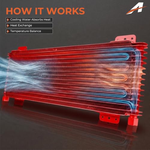 40k Transmission Cooler Kit LPD47391, Heavy Duty 40,000 GVW Low Pressure Drop Oil Cooler, Brazed Aluminum Trans Cooler Compatible with Tru-Cool 40k for Trucks, RVs & Towing Vehicles (Red) - color: Red