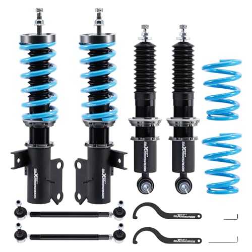 maXpeedingrods T6 Upgraded Coilovers for Chevy Camaro 2010-2015, 24 Levels Damper Adjustable Coilovers Suspension Kit Strut, Height Adjustable Shock Absorber Lowering Kits Blue