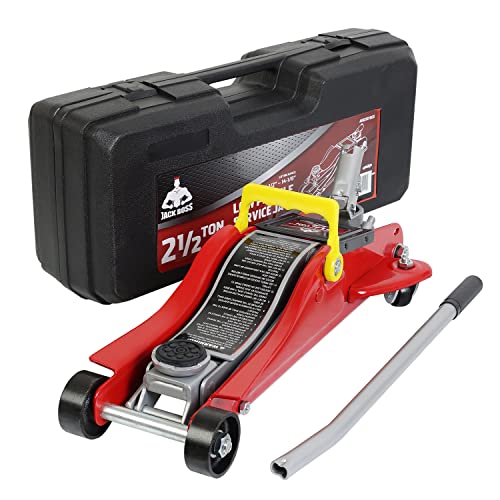 Jack Boss Floor Jack 2.5 Ton (5500 LBs) Hydraulic Low Profile Trolley Car Jack with Portable Storage Case, Lifting Range 3.5" to 14", Fit Use for Automotive Sedans, Red - color: Red, size: 2.5 Ton With Case