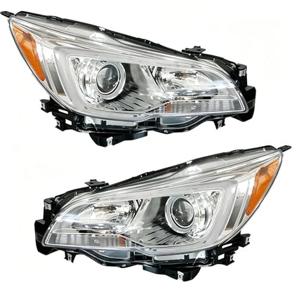 PartsFlow 2PCS Halogen Headlight Chrome Housing Headlamp Left And Right For 2015 2016 2017 Subaru Legacy Outback - color: Chrome Housing Right & Left Side