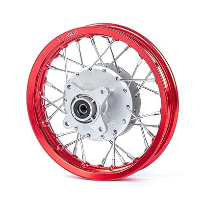 CRF50 Rim, XR50 Wheels Drum Brake Shoes for XR CRF Pit Dirt Bikes Black 1.40x10 Alloy Aluminum Rims (Red)