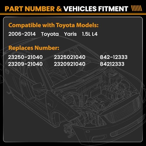 Fuel Injectors 23250-21040 Compatible with Toyota Yaris 1.5L 2006-2014 - size: 23250-21040 4P