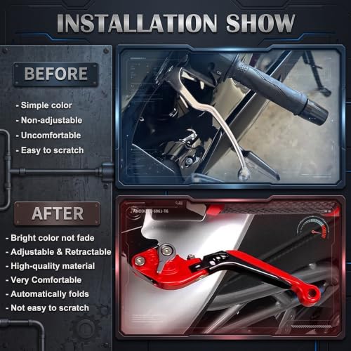 Motorcycle Brake and Clutch Levers Fit For Z650 RS Ninja650R VulcanS650 - color: Red