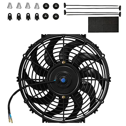 MuHize 12" Automotive Electric Radiator Cooling Fan with Mount Kit 12V 80W - size: 1Pcs-12 inch