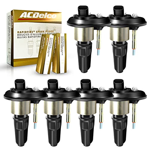 MAS Set of 6 Ignition Coils Pack UF303 & OEM Spark Plugs Compatible with Chevy Trailblazer Buick Rainier GMC Envoy Oldsmobile Bravada Replacement for GN10114 52-1743 - style: DQ50164x6 & AcD17x6