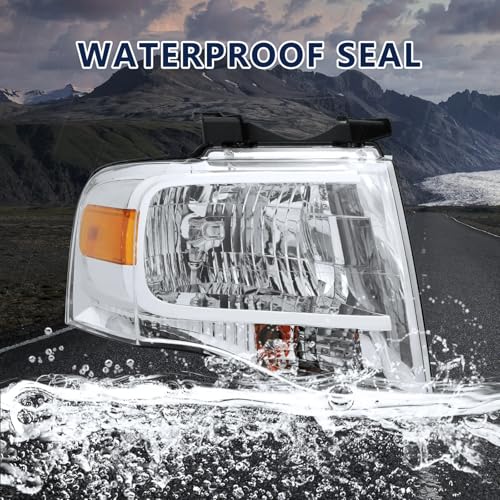 PENSUN Headlights for Ford Expedition 2007-2014,Halogen, Chrome, Passenger - size: passenger side