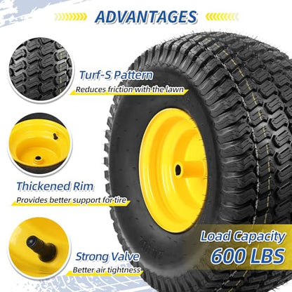 GICOOL 20x8.00-8 Tire and Wheel, 4 Ply Tubeless Lawn Mower Tire Replacement 20x8-8nhs Riding Tractor Mower and Rear Tire and Wheel Assemblies, 3.5" Offset Hub, 3/4" Borehole, and 3/16" Keyway, 2 Pack - size: 20x8.00-8 Tubeless