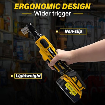 3/8" Cordless Ratchet Wrench for Dewalt 20V Battery (Without Battery), 45ft-lbs(61N.m) Electric Power Ratchet with Variable Speed, 7 Sockets, 3/8" to 1/4" Adapter, for Automotive Repair