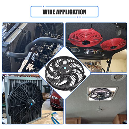 14 Inch Slim Fan Push Pull Electric Radiator Cooling Fan, Black - color: Black, size: 14'’