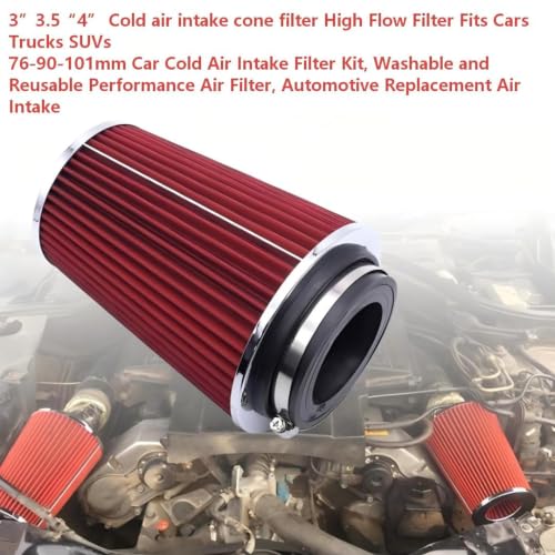 3”3.5“4”Car Cold air intake filter High Flow Filter Fits Cars Trucks SUVs - size: 76mm 90mm 101mm 3 Inch 3.5 Inch 4 Inch