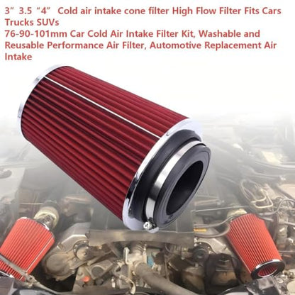 3”3.5“4”Car Cold air intake filter High Flow Filter Fits Cars Trucks SUVs - size: 76mm 90mm 101mm 3 Inch 3.5 Inch 4 Inch