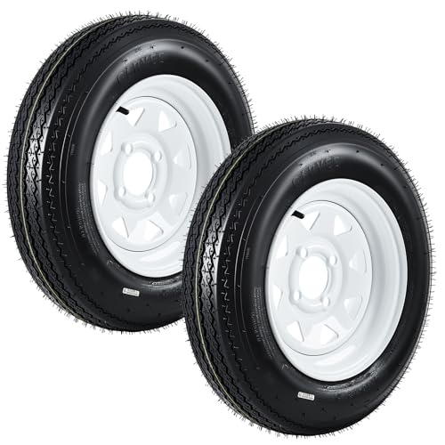 GarveeTech 4.80-12 Trailer Tire and Wheel Assembly, 4 Lug, Set of 2 - size: 4.80-12, style: 4 Lug