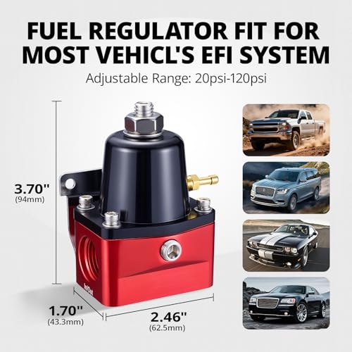 EVIL ENERGY Fuel Pressure Regulator (20-75PSI, 75-120PSI), 6AN EFI Adjustable - color: Red