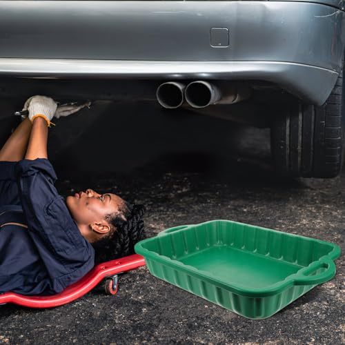 23.5" Oil Drain Pan for Car, Heavy Oil Change Collector Pan Leakproof - color: Green
