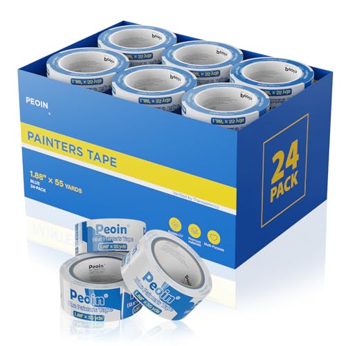 24 Roll Blue Painters Tape 2 Inch Wide Bulk Masking Paint Tape 1.88inx55yds - size: 1.88 Inch X 24 Rolls