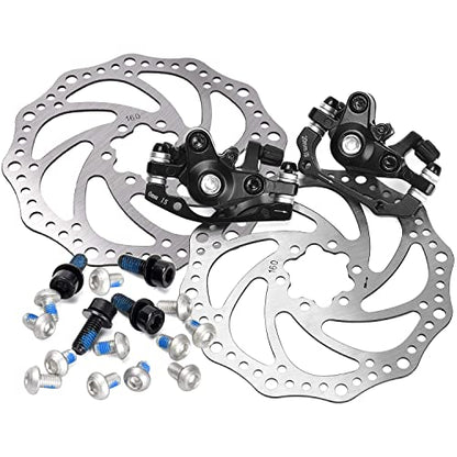 TOBWOLF MTB Cable Disc Brake Kit, Front Rear Calipers with 160mm Rotors - color: Mechanical Disc Brake Kit - Single Piston