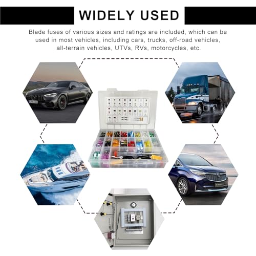 306 PCS Car Fuses Assortment Kit, Standard & Mini & Low Profile Mini Fuses (2A 5A 7.5A 10A 15A 20A 25A 30A 35A), Mixed Vehicle Blade Fuse with Circuit Tester & Fuse Puller