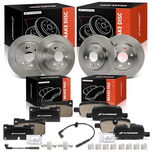 A-Premium Front and Rear Vented Brake Rotors and Ceramic Pads Kit