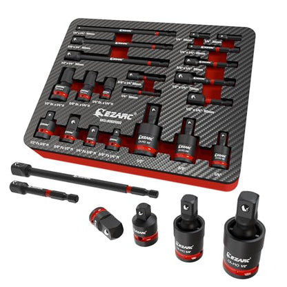 EZARC 21PCS Impact Socket Adapter Set with Swivel Joints and Couplers