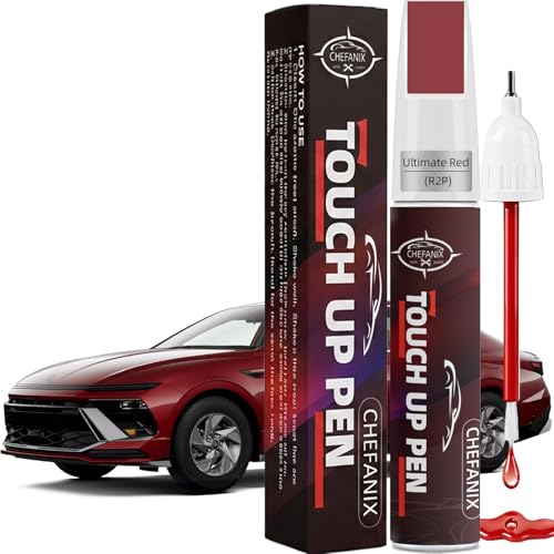 Ultimate Red(R2P) Touch Up Paint Pen for Hyundai, 2-in-1 Brush & Pen Repair - color: Ultimate Red(R2P)