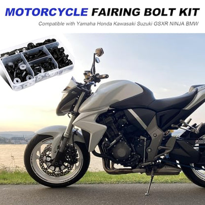 Motorcycle Fairing Bolt Kit 210Pcs, 304 Stainless Steel M5 M6 Black