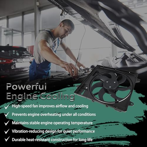 621-601 Engine Cooling Radiator Fan Assembly Fit for Jeep Wrangler 3.6L 2012-2017 Wrangler JK 3.6L 2018 Replace 68143894AB 68143894AA 6010277 624080 CF13078