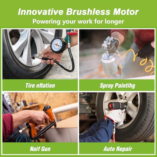 6 Gallon Portable Air Compressor, 150 PSI Max, Oil-Free Pancake Compressor for Garage & Home, with a Long-Life Brushless Motor for Tire Inflation, Nailing, and Painting (Speed Square Bundle) - style: QA1-6G+speed square