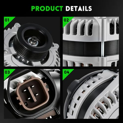 11150N Alternator 130Amp Fit for 2005-2007 Honda Odyssey, 2005-2008 Pilot, 2006 Ridgeline, 2003-2009 Acura MDX 3.5L 3.7L, 2004-2008 TL, 2005-2008 RL, Replace# 31100-RDJ-A01 AND0339, 11099 - size: 11150N